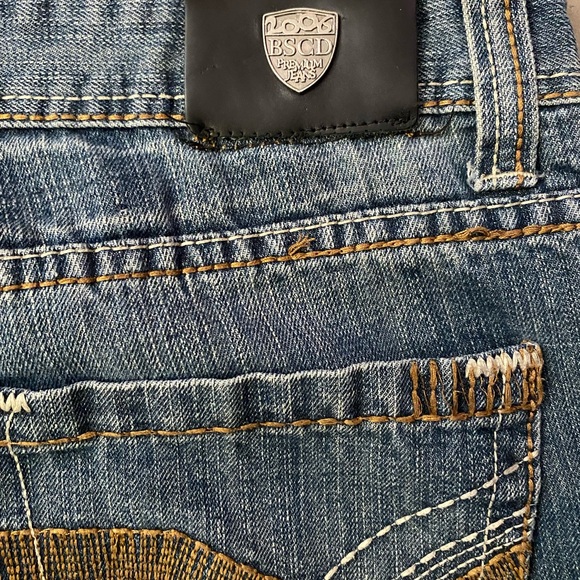 VTG Y2K basic code embroidered baggy distressed skater streetwear jeans 38/32 - Picture 6 of 12